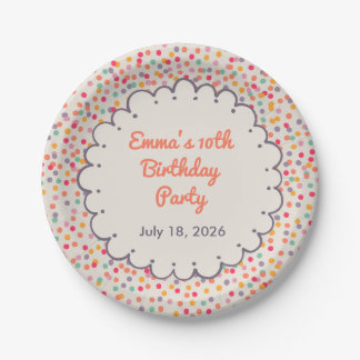 Assiettes en papier d'anniversaire avec confettis