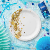 Assiettes en papier de fête étoiles dorées (Fête)