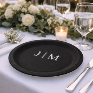 Assiettes en Papier de Mariage à Monogramme Person