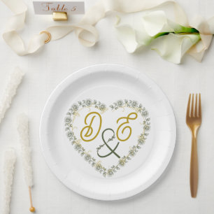 Assiettes en papier de mariage bohème neutre modif