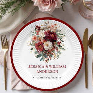 Assiettes en papier de mariage chic eucalyptus Bou