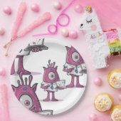 Assiettes en papier de monstres comptables violets (Fête)