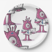 Assiettes en papier de monstres comptables violets (Devant)