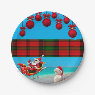 Assiettes en papier de Noël, bonhomme de neige