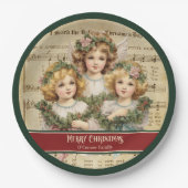 Assiettes en papier de Noël Monogramme Rétro Anges (Devant)