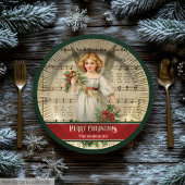 Assiettes en papier de Noël Monogramme Rétro Anges