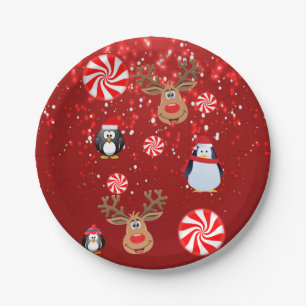 Assiettes en papier de Noël, Pingouin