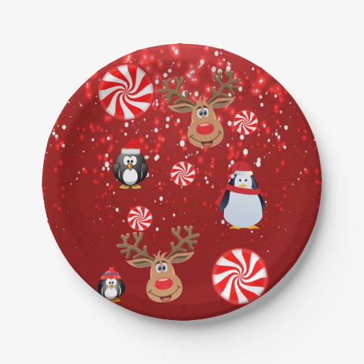 Assiettes en papier de Noël, Pingouin (Devant)