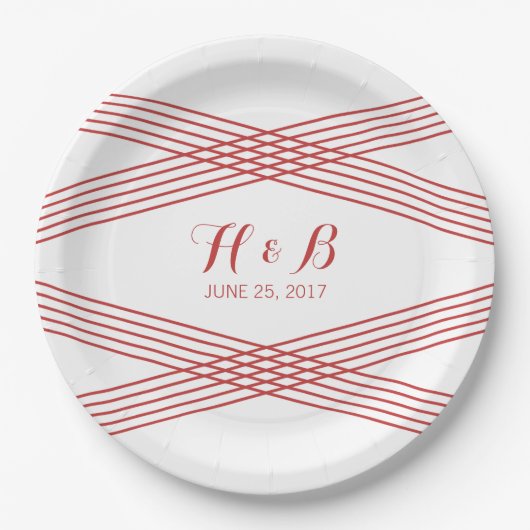 Assiettes en papier déco moderne rouge (Devant)