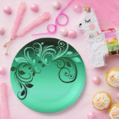 Assiettes en papier dessin image de fleurs vert fe (Fête)