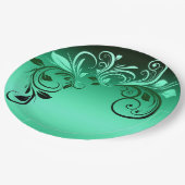 Assiettes en papier dessin image de fleurs vert fe (Angle)