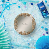 Assiettes en papier doré ornées (Fête)