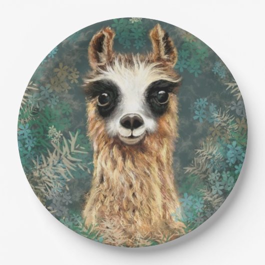 Assiettes en papier drôle d'alpaca (Devant)