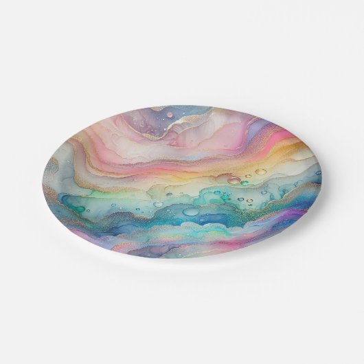 Assiettes en papier et décorations Rainbow Bubbles (Angle)