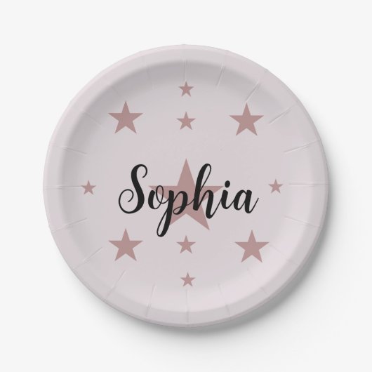 Assiettes en Papier Étoile Rose Personnalisées – N (Devant)