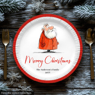 Assiettes en papier festives drôles de Noël avec l