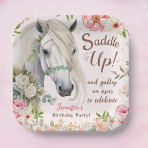 Assiettes en Papier Fête d'Anniversaire Cheval pou