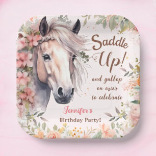 Assiettes en Papier Fête d'Anniversaire Cheval pou