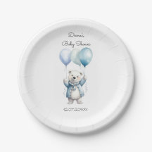 Assiettes en Papier Fête de Bébé Ourson Polaire Mi