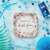 Assiettes en papier Fête de mariage Bohème Rose Fl (Fête)