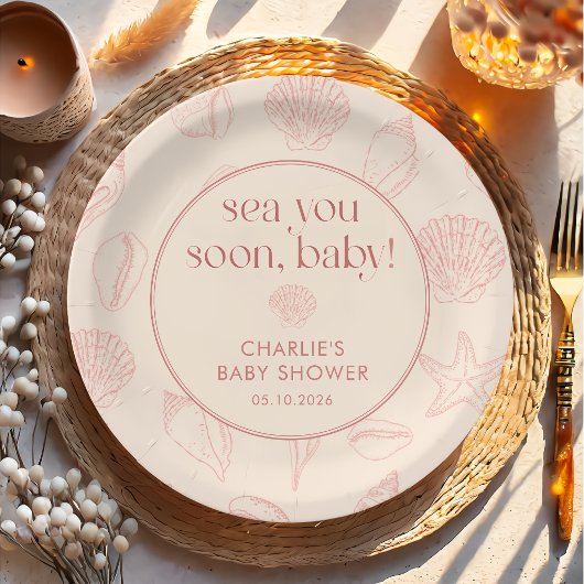 Assiettes en Papier Fête de Naissance Côtière Bébé