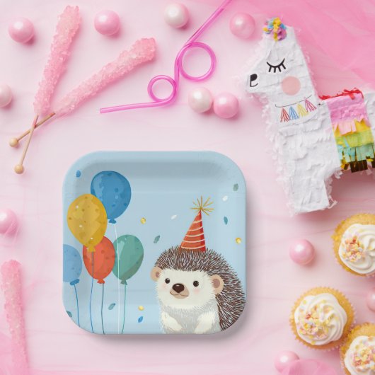 Assiettes en Papier Fête Hérisson Mignon (Fête)
