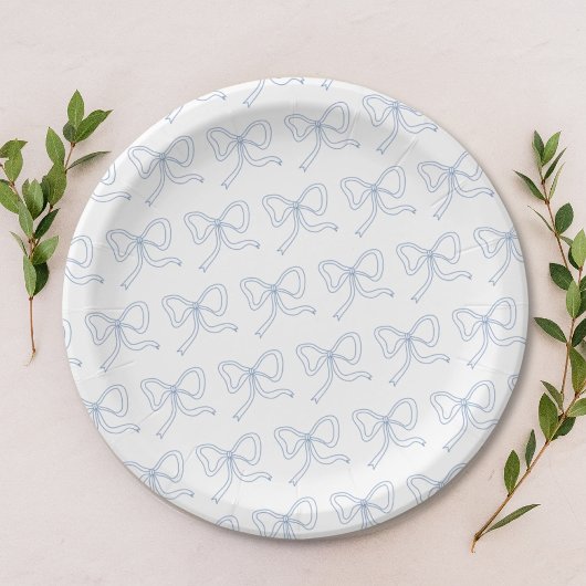 Assiettes en papier Fête Prénatale Ruban Bleu Coqu
