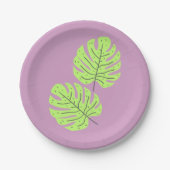 Assiettes en papier feuilles vertes (Devant)