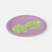 Assiettes en papier feuilles vertes (Angle)