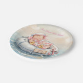 Assiettes en papier fille de marin bébé rose (Angle)