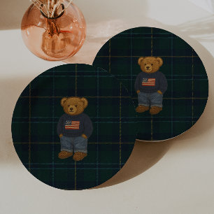 Assiettes en Papier Fille ou Garçon Ourson en Pelu