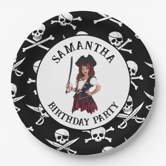 Assiettes en papier Fille Pirate (Devant)