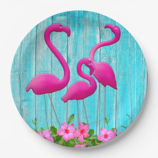 Assiettes en papier flamant rose (Devant)