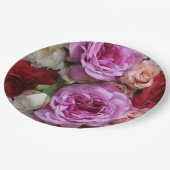 Assiettes en papier fleuries avec des roses et des (Angle)