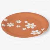 Assiettes en papier fleuries orange brûlé Retro Da (Angle)