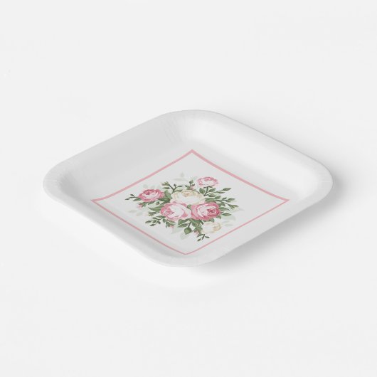Assiettes en papier-Fleurs (Angulaire)