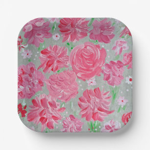 Assiettes en papier Fleurs d'amour épanoui