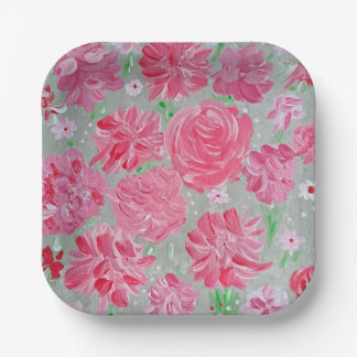 Assiettes en papier Fleurs d'amour épanoui