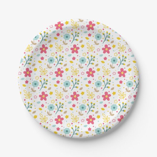 Assiettes en papier Fleurs de Printemps (Devant)