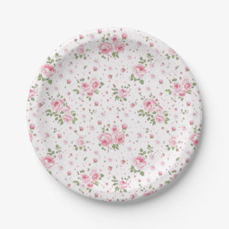 Assiettes en papier fleurs roses vintage