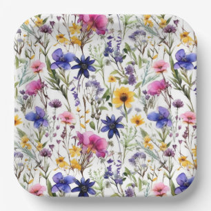 Assiettes en papier Fleurs sauvages, Fête florale