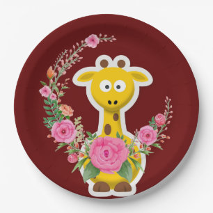 Assiettes en papier Fleurs Tournesol Girafe Roses 