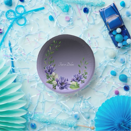 Assiettes en papier Fleurs violettes à l'aquarelle (Fête)