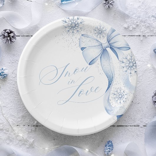 Assiettes en papier Flocon de neige Bleu Nœud Papi