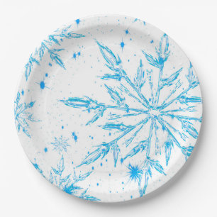 Assiettes en papier flocon de neige en cristal de