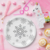 Assiettes en papier flocons de neige argentés d'hi (Fête)