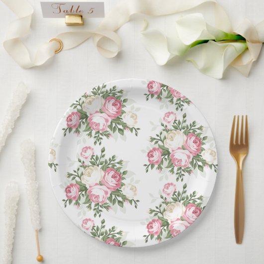 Assiettes en papier - Floral (Mariage)
