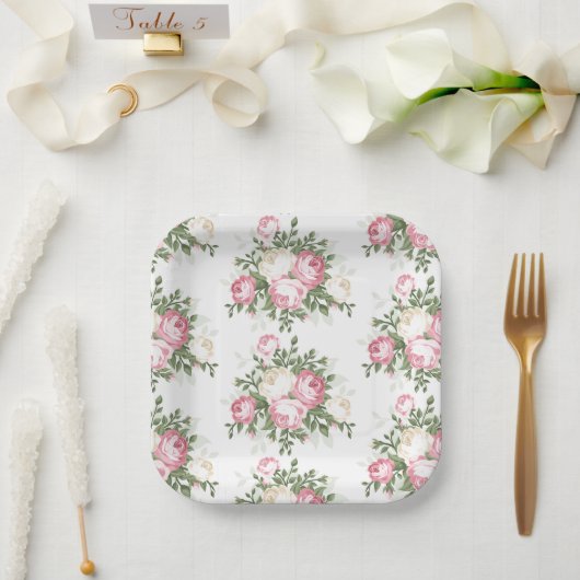 Assiettes en papier - Floral (Mariage)