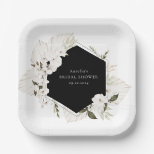 Assiettes en papier floral bohème élégant
