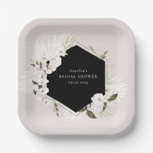 Assiettes en papier floral bohème élégant